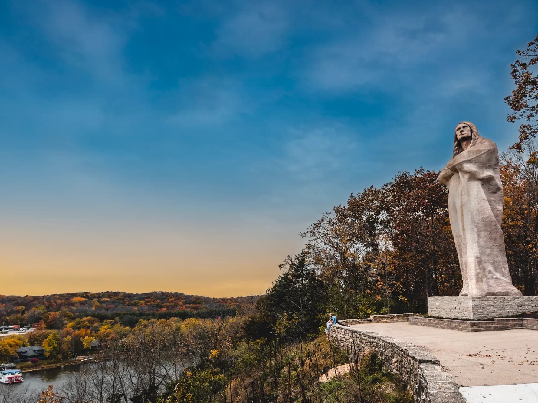 Eternal Indian Statue Overlooking Rock River at Lowden State Park